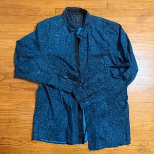 Guess Men's Slim Fit Blue Button-Up Shirt